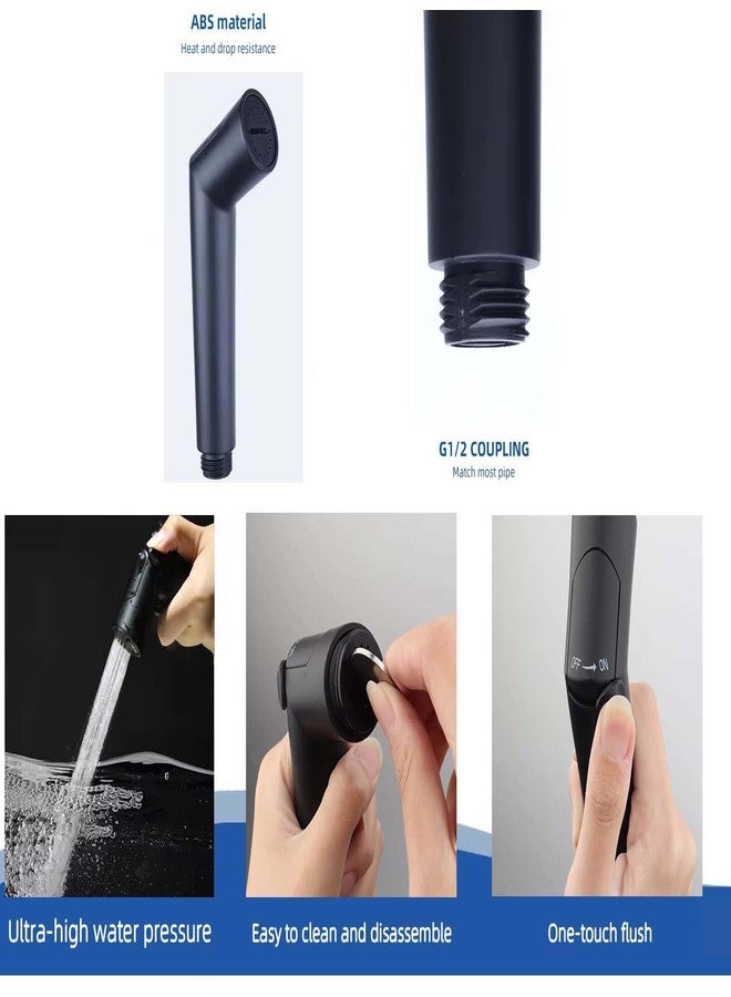 BATH GURU ABS Premium Health Faucet Set for Bathroom, Handheld Bidet Sprayer for Toilet Seat, with 1.2 Metre Stainless Steel Heavy Shower Tube and Wall Hook (Black) (Set) - Image 3